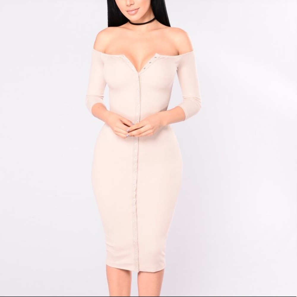Fashion Nova Taupe Puppy Love Dress
